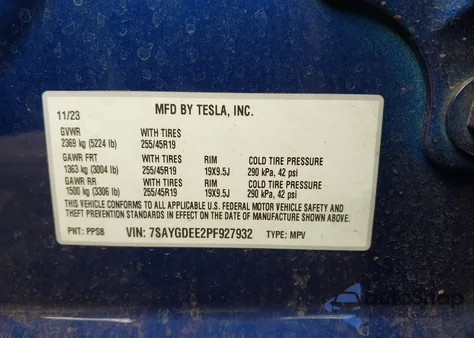 2023 Tesla Model Y Awd/Long Range Dual Motor All-Wheel Drive from USA, damaged, VIN 7SAYGDEE2PF927932